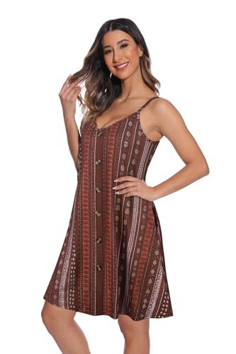 Image of JOELLYUS Summer Dresses for Women Spaghetti Strap Button Down Casual Sundress Beach Cover Up Dress with Pockets 2026