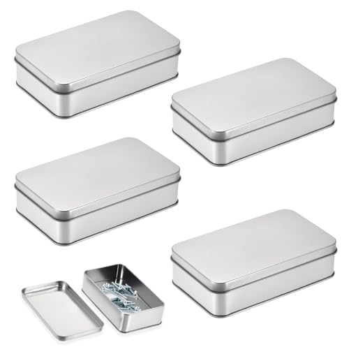 KEORHEZ 4 Stück Kleine Metalldose,Metalldosen mit Deckel,Spielkarten Box aus Metall,Blechdose mit Deckel,für Zuhause Sügigkeiten und Kleinen Gegenständen