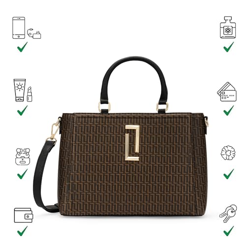 Image of Lavie Luxe Women's Daphne 3 Compartment Satchel Bag | Satchel Handbag for Work | Ladies purse | Stylish Shoulder Bag | Gift for Women
