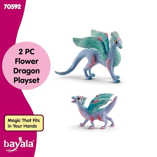 Image of Schleich Bayala - 2Pc Flower Dragon And Baby Toy Figurine - Kids 5+ | 70592 | Unicorn Figurine, Fantasy Toy for Girls 5+, Magical Collectible, Screen-Free Imaginative Pretend Play, Fairy Animal Figure