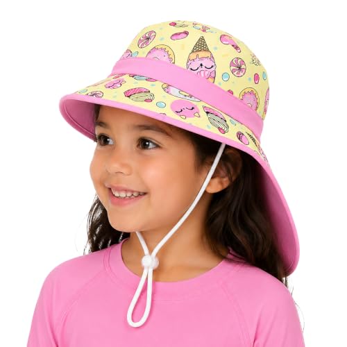 Image of VRITRAZ Sun Protection UPF50+ Bucket Hat Toddler Summer Beach Play Hats with Neck Flap for Girl, Boy, Kids Summer Hat, Bucket Hat for Kids Ages 3-10 Years
