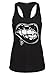 Womens Black Vampire Lips Goth Loose Fit Tank Top – Size Large