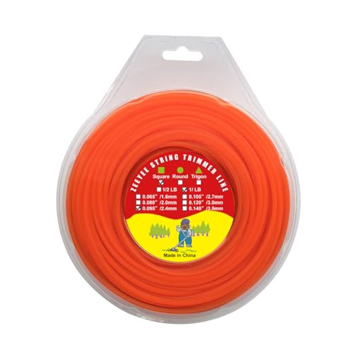 ZeeYee .095 Inches by 220 Feet Commercial Grade Square String Trimmer Line Replacement for Trimmers 1 Pound