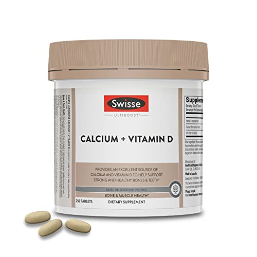 Swisse Calcium With Vitamin D | Calcium Citrate & Calcium Carbonate With Vitamin D3 | Calcium Supplement For Women & Men | 1000Mg | Bone Strength Support | 250 Tablets #TOP16