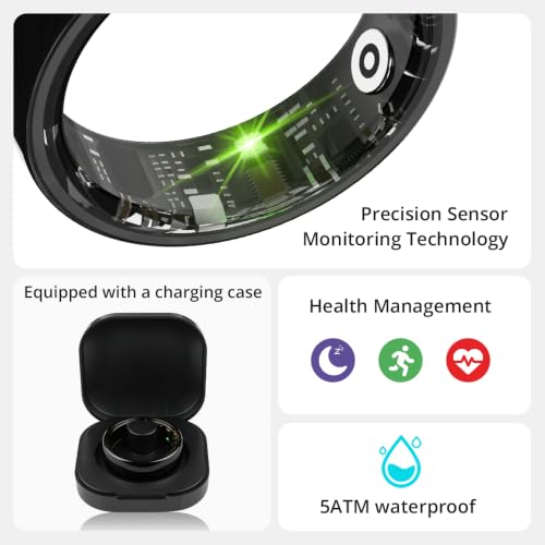 Image of Smart Ring for Women, Health Tracker & 5ATM, COLMI R02.(Black Ceramic, 10#)