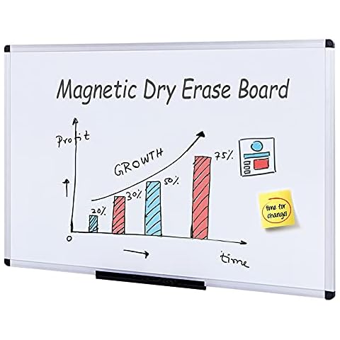 VIZ-PRO Magnetic Whiteboard A1 90 x 60 cm Dry Wipe White Board for Children Home Kitchen Office Whiteboards for Walls Cover