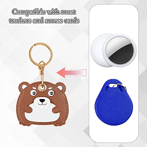 Image of Leather Keychain Case Holder Compatible with Apple AirTag, GPS Airtag Keychain Finder Tracker with Key Ring, Anti-Scratch Protective Air Tag Cover | Leather