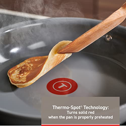 Image of T-fal Ceramic Excellence Reserve, Ceramic Non Stick Universal Pan w /Glass Lid 5.5 Quart, Induction Oven Broiler Safe 500F, Healthy Cooking, Easy Cleaning, Heat Indicator, Cookware, Pots and Pans Grey