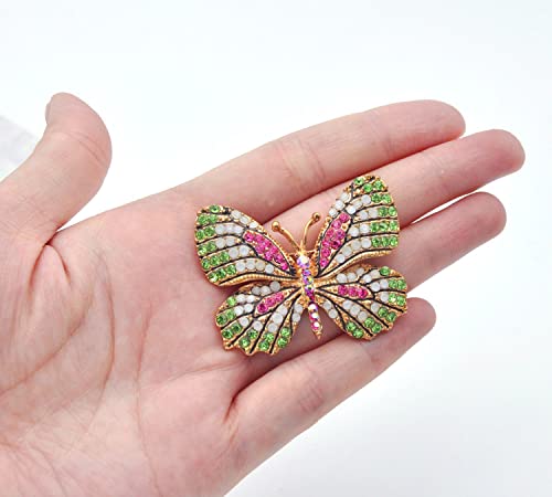 Image of Gyn&Joy Multi-Color Crystal Rhinestone Winged Butterfly Pin Brooch BZ030