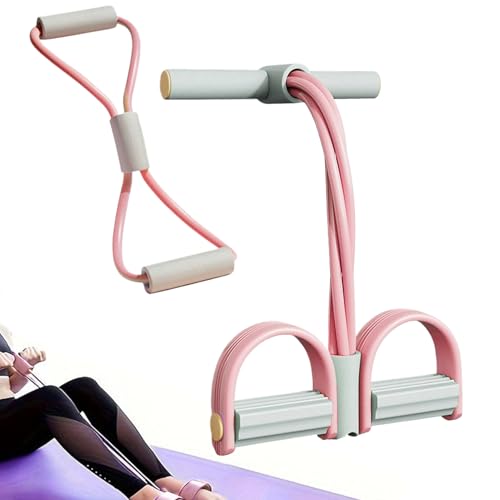 フットペダル抵抗バンド - 女性のための4本チューブトレーニングロープ | 脚ストレッチ 腹筋トリマー 腕 腹部 ウエスト ABSトレーニング ダイエット ボディビル