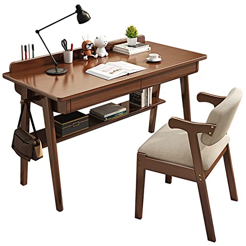 SXZenSpace Escritorio para Ordenador con 2 cajones, Escritorio de Madera Maciza, escritorios con Tablero Reforzado, Mesa Consola de Maquillaje, Mesa de Maquillaje Moderna para el hogar con si