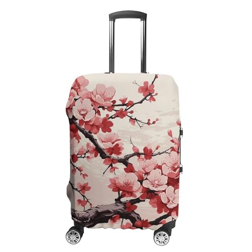 Japanese Floral Cherry Blossom Luggage Cover, Washable Elastic Suitcase Cover Protector Fit 18-32 Inch Luggage