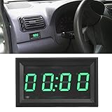 Auto elektronische Uhr - LED elektronische digitale leuchtende Auto Uhr Zubehör Dekoration (rot, grün, blau) ( Farbe : Grün )
