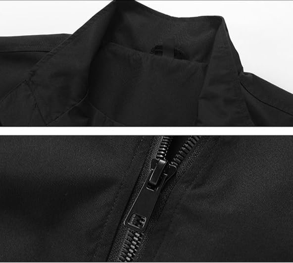 Mens Stand Collar Windbreaker Jacket Loose Fit Casual Running Hiking Workwear Trendy Spring Fall Outerwear