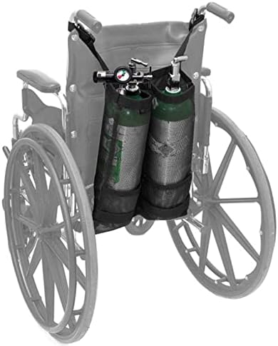 Qozabualy Oxygen Tank Holder for Wheelchair, Oxygen Cylinder Bag with Buckles, Portable Medical Oxygen Tank Wheelchair Bag for Travel, Fits Most Oxygen Cylinders (Dual)