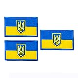 3 Pcs Ukraine Flag Badge Patches,Embroidered Tactical Morale Emblem Tags,Hook and Loop Fastener for Backpack Jackets Caps Uniform Coat Sleeves Hat 3'x2' (Ukraine Blue Border)