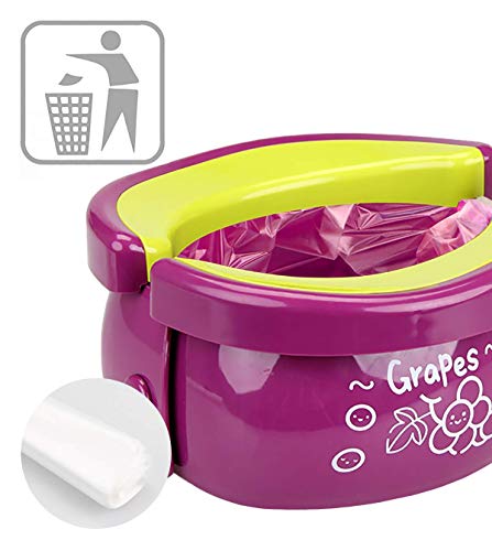Portable Potty 2-In-1 Travel Toilet Seat & Compact Potty Trainer For Baby, Toddlers & Kids With Splash Guard & Potty Liners (Grape) #TOP4