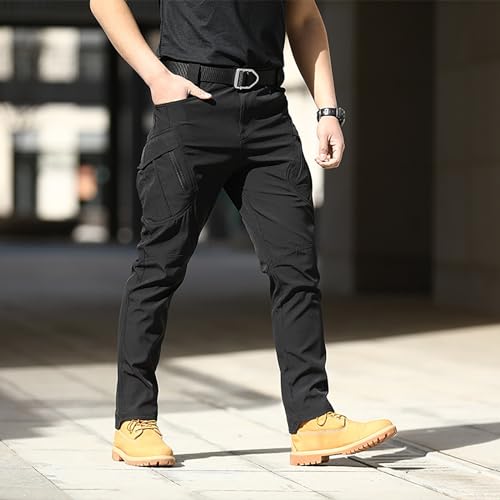 BiCophy Men's Hiking Cargo Pants Plus Size Waterproof Ripstop Softshell Warm Windproof Lightweight Moutain Climbing Sport Pants Quick Dry Stretch Safari Fishing Outdoor Pants Big and Tall Black - Image 4