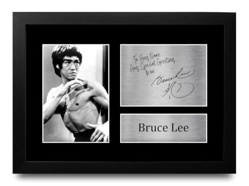 Image of HWC Trading Bruce Lee Personalised Gift - Signed Autograph Picture, Framed A4 Entertainment Memorabilia with Custom Name Message for Birthday Christmas Wedding