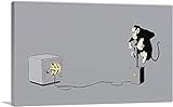 ARTCANVAS Monkey TNT Detonator Canvas Art Print Stretched Framed Painting Picture Poster Giclee Wall Decor by Banksy - 26' x 18' (0.75' Deep)