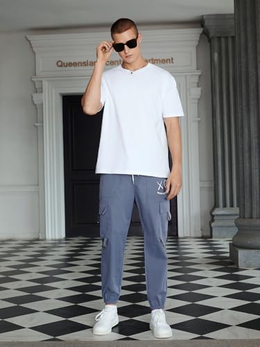 OYOANGLE Men's Cargo Pants Drawstring Elastic Waist Flap Pocket Casual Street Pants4