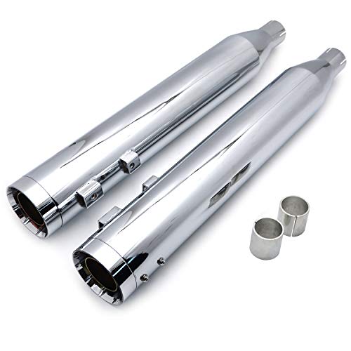 Httmt- 4" Chrome Straight Cut Slip-On Mufflers Exhaust Pipe Compatible With Harley Touring 1995-2016 [P/N: Tghd-Em04-I] #TOP28
