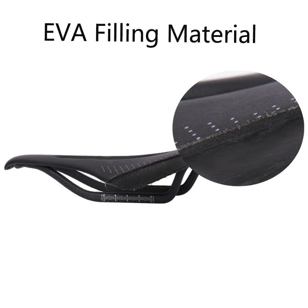 Sillín de Bicicleta de Cuero Acolchado Sillín de Fibra de Carbono de montaña Asiento de Bicicleta ergonómico 96g