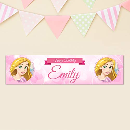 Rapunzel Pancarta personalizada Rapunzel para fiesta de cumpleaños, pancarta de lujo, entrega rápida, 900 x 210 mm