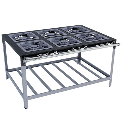 Fogão Industrial Baixa Pressão M15 Stori Premium - 40x40 6 bocas 3QS 3QD Perfil 9 -Metalmaq Gás GLP - Botijão