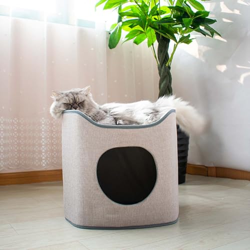 Niche pliable pour chat avec isolation thermique en peluche pour intérieur et extérieur - 4