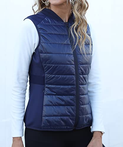 Dilgul Womens Vests Outerwear Stand Collar Zip Quilted Vest Sleeveless Warm Gilet Fall Winter Vest Blue L #TOP3