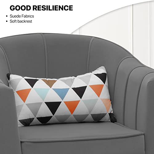 Monibloom Accent Reading Chair Living Room Armchair Single Sofa With Gold Metal Legs, Dining Room Bedroom Arm Chair For Adult, Wide Armrest Durable Upholstered Comfy Barrel Chair Club Chair, Grey #TOP4