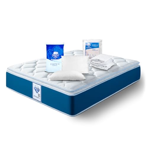 La Mejor Selección de Mercado Libre Colchones Matrimoniales comprados en linea. 46 Spring Air Colchón COTA Matrimonial Mas 2 Almohadas y Cubre Colchon | Tecnología Performance | Colchon con Colchoneta Pillow | Confort Medio y Soporte Ortopédico