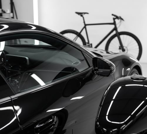 Image of Gloss Black Vinyl Wrap Film Roll - Made with 3M 2080 Series - 4 in x 25 ft Car Wrap for Chrome Delete, Trim & Emblems - Stretchable Air-Release Auto Vinyl (Gloss Black, 4 in x 25 ft)