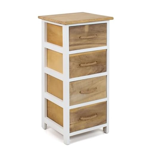 THE SECRET HOME - Mueble Auxiliar de 4 Cajones - Cajonera en Madera de Pawlonia y MDF - Mueble Organizador para Baño, Cocina, Salón, Dormitorio (Modelo 1)