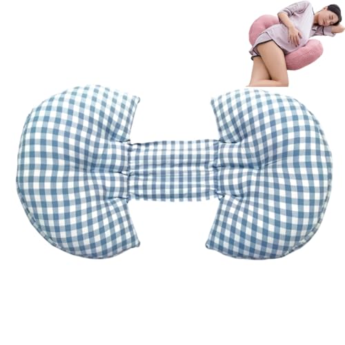 Hidetex総綿マタニティ枕H型枕、腰サポートと腹サポートのサイド寝具、高弾性純綿マタニティ枕 (青)