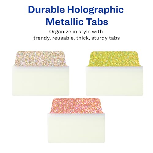 Image of Avery Ultra Tabs, 2 inch x 1.5 inch, Sunset Sparkle, 18 Tabs | For Marking Pages in Books and Planners, Repositionable Adhesive, Two-Side Writable, Smudge-Free Clear Tabs