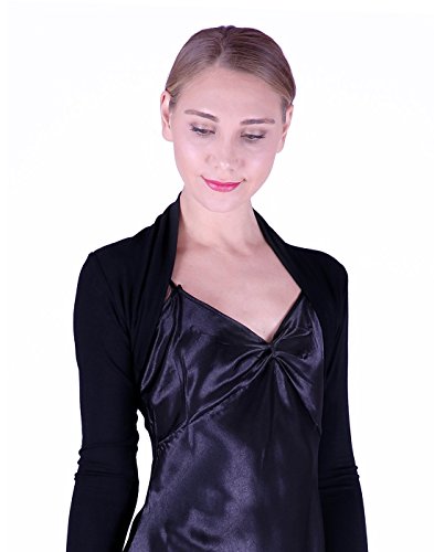 Hde Open Front Shrugs For Women Long Sleeve Bolero Cropped Cardigan Sweater S-4X (Black) #TOP1