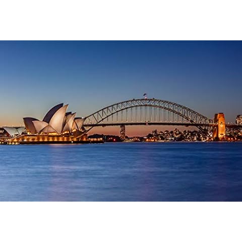 Adult Puzzles 1000 Pieces Wooden Jigsaw-Sydney Opera House, Sydney Harbour Bridge-Children Art Diy Leisure Game Fun Toy Gift Suitable Family Frien Cover