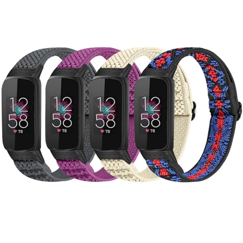 Huamanlou 4�{�p�b�N �L�k���o���h Fitbit Luxe�o���h�Ή� �\�t�g ���߉\ �i�C���� �X�|�[�c ���[�v �L�k���X�g���b�v �����p���X�g�o���h ���f�B�[�X �����Y Fitbit Luxe�p
