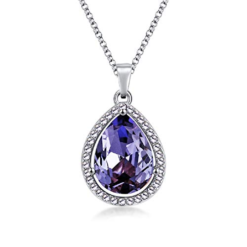 Leecco Pricess Sophia Ncklace Teardrop Amethyst Pendant Necklace Fashion Jewelry Gift For Girls #TOP1