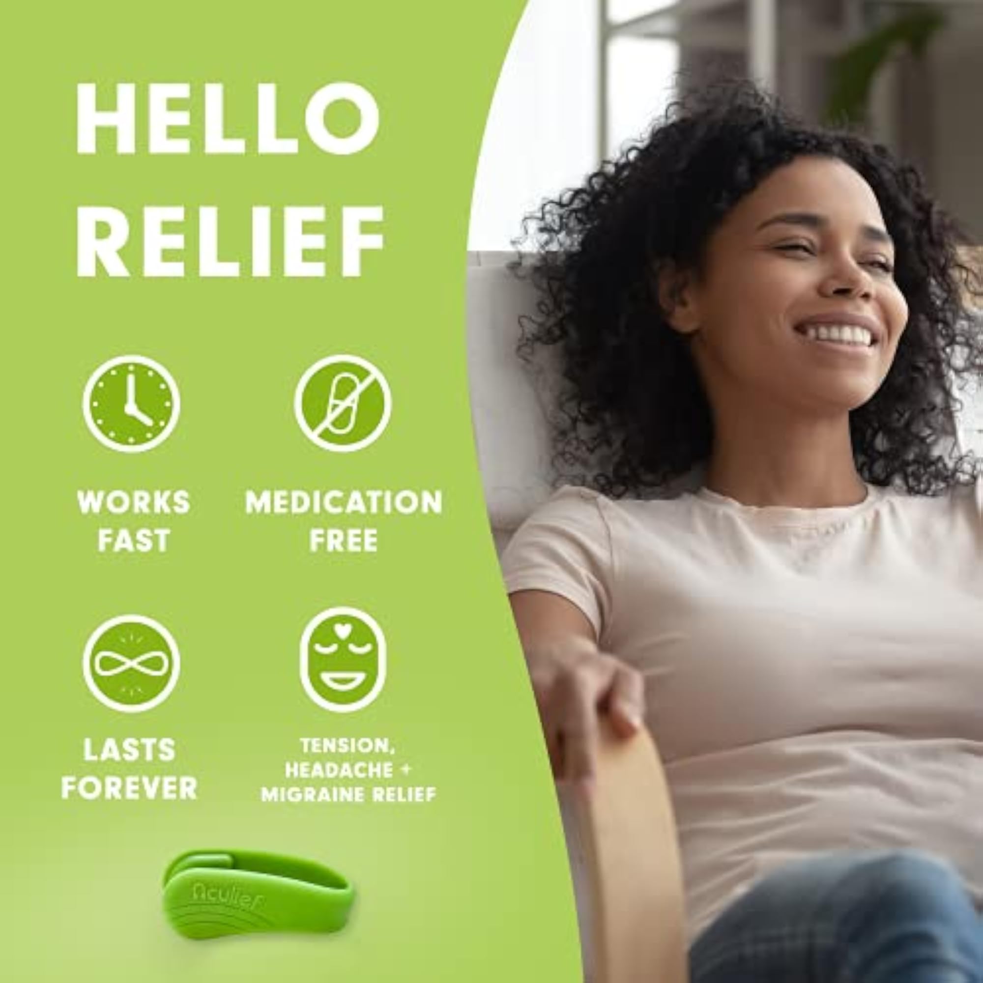 Aculief Natural Acupressure Headache Relief Wearable, 2 Pack