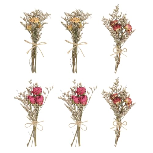 Mini Ramo de Flores Secas, 6 Piezas, Colores Variados