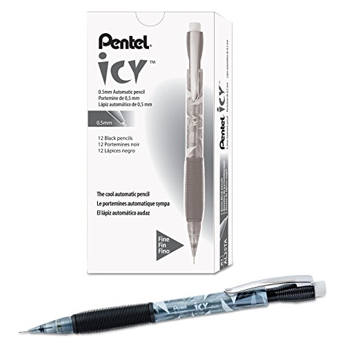 PTL AL25TA Pentel Icy Pencil .5mm Black, 12 Pk
