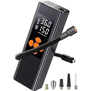 Pumteck Tire Inflator Portable Air Compressor: 150PSI Tire Pump with Dual Power Included 7800mAh Battery & 12v DC Adapter – Electric Wheel Pump with LED Digital Display for Car Motorcycle Bike Ball