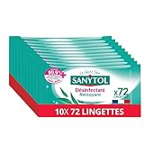 Sanytol - Lingettes Désinfectantes Multi-Usages - Eucalyptus x72 - Lot de 10 - Bactéricide...