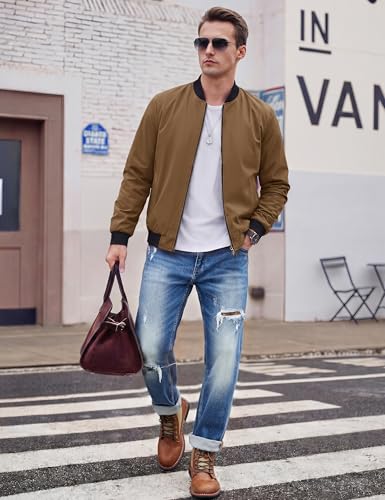 Image of TACVASEN Men's Lightweight Jacket Spring Bomber Fall Windbreaker Casual Stylish Coats with Pockets