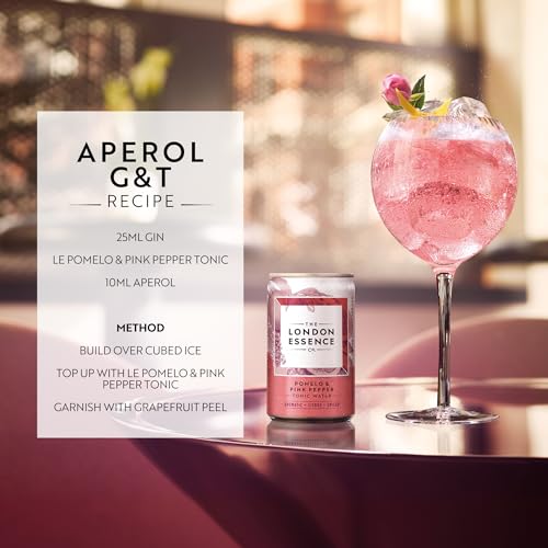 THE LONDON ESSENCE CO. Pomelo & Pink Pepper Tonic, Premium Cocktail Mixer, 150ml, Pack of 6 cans, No Artificial Colours Preservatives or Flavours, Low Calorie