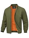 TBMPOY Mens Lightweight Bomber Jackets Light Windbreaker Jacket for Men Spring Track Jacket Casual Stylish Work Coats Green L