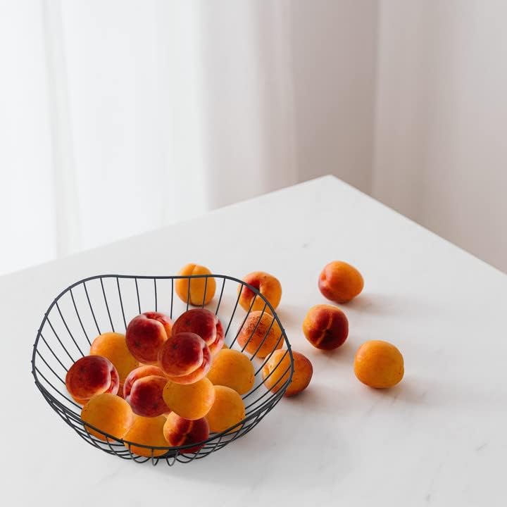 HAKZEON 2 Pcs Metal Wave Fruit Bowls, Black Wire Fruit Basket, Modern Iron Fruit Holder for Fruit Vegetable Snack Storage